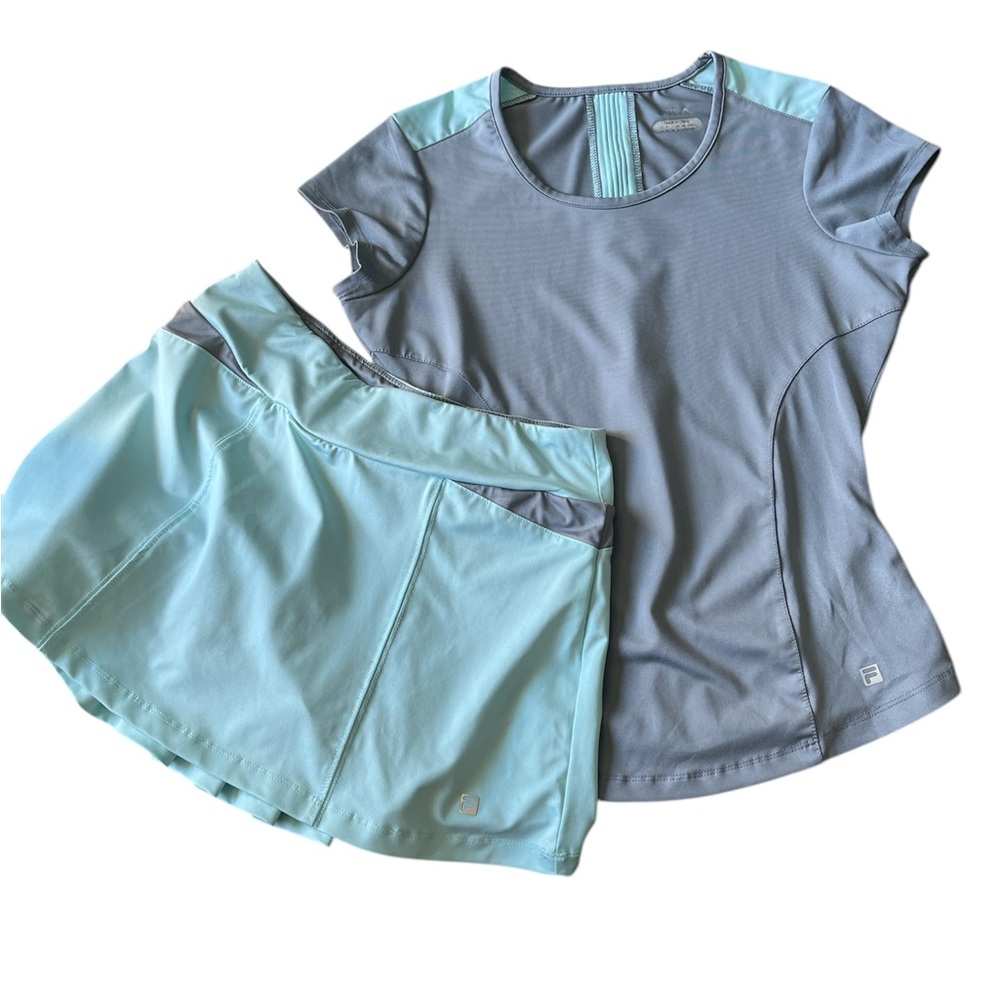 Fila Light Blue and Gray Tennis top and skirt Set size XS